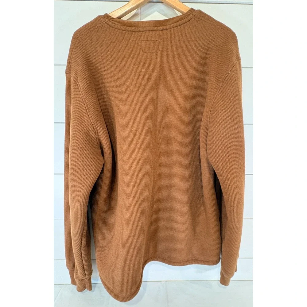 Coleman‎ Men Henley Shirt Sherpa Lined Waffle Size Extra Large XL Brown Tan